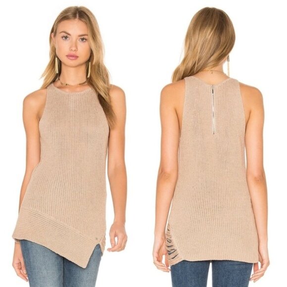 Anthropologie One Grey Day Victoria Top Sleeveless Knit Sweater Brown Latte XS - Picture 1 of 16